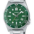 Casio Casio Collection MTD-135D-3A  MTD-135D-3A кварцевые мужские часы  зеленый циферблат, браслет нержавеющая сталь — вид спереди