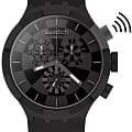Swatch Swatch Big Bold Chrono Pay! SB02B103-5300  SB02B103-5300 кварцевые мужские часы  черный циферблат, браслет силикон — вид спереди