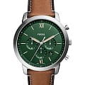 Fossil Fossil Neutra FS5963  FS5963 кварцевые мужские часы  зеленый циферблат, браслет кожаный — вид спереди