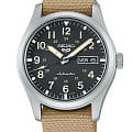 Seiko Seiko 5 Sports Field series SRPG35K1 Field SRPG35K1 механические мужские часы  черный циферблат, браслет тканевый — вид спереди
