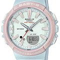 Casio Casio Baby-G BGS-100SC-2A  BGS-100SC-2A кварцевые женские часы  голубой циферблат, браслет пластик — вид спереди