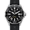 TAG Heuer TAG Heuer Aquaracer WAY201A.FT6142  WAY201A.FT6142 механические мужские часы  черный циферблат, браслет каучук — вид спереди