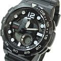 Casio Casio Illuminator AEQ-100W-1AVDF (AEQ-100W-1A) кварцевые мужские часы часы, крупный план черный циферблат