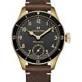 Hamilton Hamilton Khaki Aviation Pilot Pioneer Bronze H76709530  H76709530 механические мужские часы  черный циферблат, браслет кожаный — вид спереди