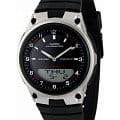 Casio Casio Illuminator  AW-80-1AVDF (AW-80-1A)  AW-80-1A автокварц (кинетик) мужские часы  черный циферблат, браслет пластик — вид спереди