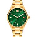 Swiss Military Hanowa Swiss Military Hanowa Roadrunner SMWGH2200112-SET  SMWGH2200112-SET кварцевые мужские часы  зеленый циферблат, браслет нержавеющая сталь с pvd-покрытием — вид спереди