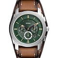 Fossil Fossil Machine FS5962  FS5962 кварцевые мужские часы  зеленый циферблат, браслет кожаный — вид спереди