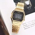 Casio Casio Vintage LA680WGA-1BDF (LA680WGA-1B) vintage японские женские часы на браслете сталь с ip покрытием боковой вид