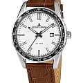 Jacques Lemans Jacques Lemans 1-2022C  1-2022C кварцевые мужские часы  белый циферблат, браслет кожаный — вид спереди