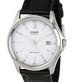 Casio Casio MTP-1183E-7ADF (MTP-1183E-7A)  MTP-1183E-7A кварцевые мужские часы  белый циферблат, браслет кожаный — вид спереди
