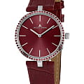 Jacques Lemans Jacques Lemans 1-2024J  1-2024J кварцевые женские часы  красный циферблат, браслет кожаный — вид спереди