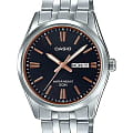 Casio Casio Collection MTP-1335D-1A2VDF (MTP-1335D-1A2)  MTP-1335D-1A2 кварцевые мужские часы  черный циферблат, браслет нержавеющая сталь — вид спереди