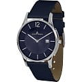 Jacques Lemans Jacques Lemans 1-1850D  1-1850D кварцевые мужские часы  синий циферблат, браслет кожа + текстиль — вид спереди