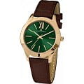 Jacques Lemans Jacques Lemans 1-1840ZB  1-1840ZB кварцевые женские часы  зеленый циферблат, браслет кожаный — вид спереди