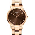 Daniel Wellington Daniel Wellington Iconic Link Amber DW00100462  DW00100462 кварцевые женские часы  коричневый циферблат, браслет сталь c pvd покрытием — вид спереди