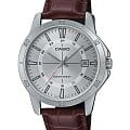 Casio Casio Collection MTP-V004L-7CUDF (MTP-V004L-7C)  MTP-V004L-7C кварцевые мужские часы  серебристый циферблат, браслет кожаный — вид спереди