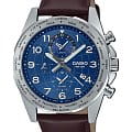 Casio Casio Collection MTP-W500L-2A  MTP-W500L-2A кварцевые мужские часы  синий циферблат, браслет кожаный — вид спереди