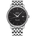 Mido Mido Baroncelli M027.407.11.050.00  M0274071105000 механические женские часы  черный циферблат, браслет нержавеющая сталь — вид спереди