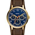 Fossil Fossil Airlift BQ2733  BQ2733 кварцевые мужские часы  синий циферблат, браслет кожаный — вид спереди