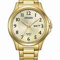 Citizen Citizen Basic BF2028-83P  BF2028-83P кварцевые мужские часы  золотой циферблат, браслет нержавеющая сталь с ip-покрытием — вид спереди