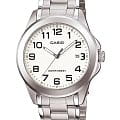 Casio Casio Collection MTP-1215A-7B2  MTP-1215A-7B2 кварцевые мужские часы  белый циферблат, браслет нержавеющая сталь — вид спереди