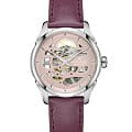 Hamilton Hamilton Jazzmaster Skeleton Lady Auto H32265870  H32265870 механические женские часы  розовый циферблат, браслет кожаный — вид спереди