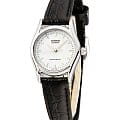 Casio Casio Collection LTP-1094E-7AR  LTP-1094E-7A кварцевые женские часы  белый циферблат, браслет кожаный — вид спереди