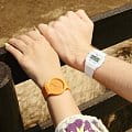 Casio Casio F-91WB-7A illuminator японские мужские часы на браслете пластик боковой вид