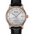 Mido Mido Baroncelli M8600.3.10.4  M86003104 механические мужские часы  серебристый циферблат, браслет кожаный — вид спереди