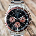 Casio Casio Collection MTP-1374D-5AVDF(MTP-1374D-5A) кварцевые мужские часы часы, крупный план черный циферблат