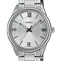 Casio Casio Collection MTP-V005D-7B5UDF (MTP-V005D-7B5)  MTP-V005D-7B5 кварцевые мужские часы  серебристый циферблат, браслет нержавеющая сталь — вид спереди