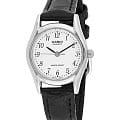Casio Casio Collection LTP-1094E-7B  LTP-1094E-7B кварцевые женские часы  белый циферблат, браслет кожаный — вид спереди