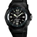 Casio Casio Collection MW-600F-1AVDF (MW-600F-1A)  MW-600F-1A кварцевые мужские часы  черный циферблат, браслет пластик — вид спереди