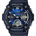 Casio Casio Collection AEQ-120W-2AVDF (AEQ-120W-2A)  AEQ-120W-2A кварцевые мужские часы  синий циферблат, браслет пластик — вид спереди