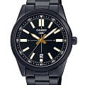 Casio Casio MTP-VD02B-1E  MTP-VD02B-1E кварцевые мужские часы  черный циферблат, браслет сталь с ip покрытием — вид спереди