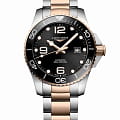 Longines Longines HydroConquest L3.782.3.58.7  L37823587 механические мужские часы  черный циферблат, браслет нержавеющая сталь с pvd-покрытием — вид спереди