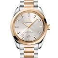 Omega Omega Seamaster Aqua Terra 220.20.38.20.02.002 Aqua Terra 22020382002002 механические женские часы  серебристый циферблат, браслет нержавеющая сталь + золото 18к — вид спереди