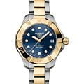 TAG Heuer TAG Heuer Aquaracer Professional 200 WBP1323.BB0004  WBP1323.BB0004 кварцевые женские часы  синий циферблат, браслет нержавеющая сталь + золото 18к — вид спереди