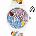 Swatch Swatch New Gent Bioceramic Swatch Pay! SO32W108-5300  SO32W108-5300 кварцевые мужские часы  цветной циферблат, браслет силикон — вид спереди
