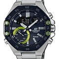 Casio Casio Edifice ECB-10DB-1A ECB ECB-10DB-1A кварцевые мужские часы  черный циферблат, браслет нержавеющая сталь — вид спереди