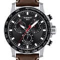 Tissot Tissot SuperSport Chrono T125.617.16.051.01 SuperSport Chrono T1256171605101 кварцевые мужские часы  черный циферблат, браслет кожаный — вид спереди