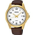 Seiko Seiko Promo SUR160P1  SUR160P1 кварцевые мужские часы  белый циферблат, браслет кожа + текстиль — вид спереди