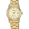 Casio Casio Collection LTP-V002G-9A  LTP-V002G-9A кварцевые женские часы  шампань циферблат, браслет нержавеющая сталь с ip-покрытием — вид спереди