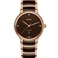 Rado Rado Centrix Diamonds R30024712  R30024712 кварцевые женские часы  коричневый циферблат, браслет высокотехнологичная керамика + нержавеющая сталь с pvd покрытием — вид спереди