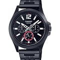 Casio Casio Collection MTP-E350B-1B  MTP-E350B-1B кварцевые мужские часы  черный циферблат, браслет нержавеющая сталь с ip-покрытием — вид спереди