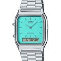 Casio Casio Collection AQ-230A-2A2  AQ-230A-2A2 кварцевые мужские часы  бирюзовый циферблат, браслет нержавеющая сталь — вид спереди