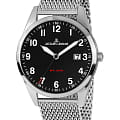 Jacques Lemans Jacques Lemans 1-2002H  1-2002H кварцевые мужские часы  черный циферблат, браслет нержавеющая сталь — вид спереди