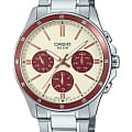 Casio Casio Collection MTP-1374D-5A2  MTP-1374D-5A2 кварцевые мужские часы  бежевый циферблат, браслет нержавеющая сталь — вид спереди