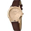 Jacques Lemans Jacques Lemans 1-1840C  1-1840C автокварц (кинетик) женские часы  золотой циферблат, браслет кожаный — вид спереди