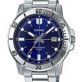Casio Casio Collection MTP-VD01D-2EVUDF (MTP-VD01D-2E)  MTP-VD01D-2E кварцевые мужские часы  синий циферблат, браслет нержавеющая сталь — вид спереди